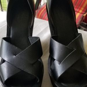 *PRE LOVED* KorkEase Blk Leather  Wedge Sandals